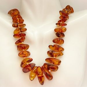 Vintage Amber Graduated Nugget Necklace